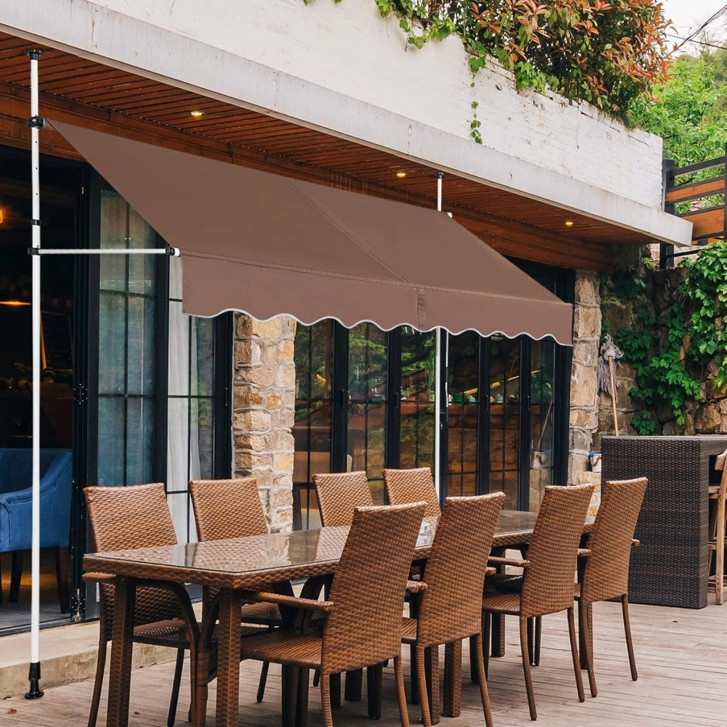 Tenda da Sole per Esterno, Tenda da Sole a Morsetto per Balcone con Struttura Telescopica e Tessuto Resistene ai Raggi Solari, Regolabile in Altezza e in Angolazione (200 cm,Marrone)