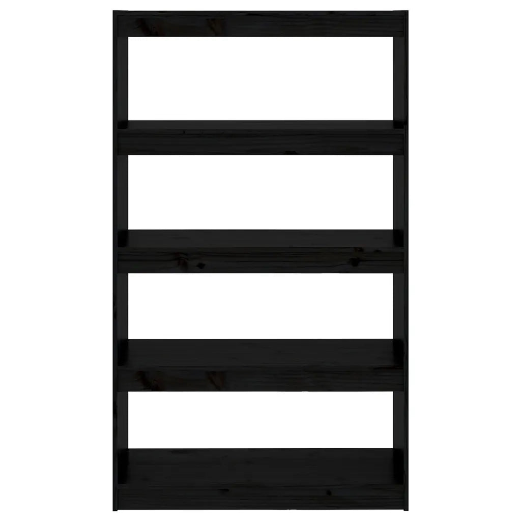 Libreria/Divisorio Nero 80x30x135,5cm in Legno Massello di Pino