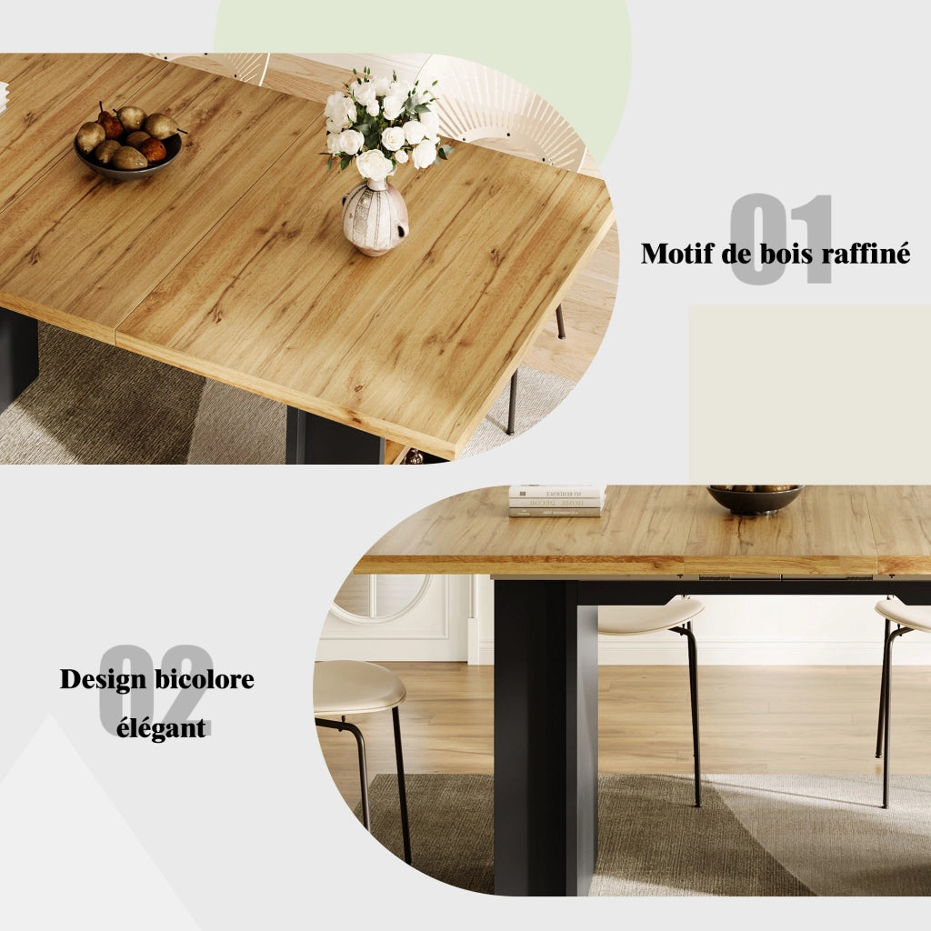 Tavolo allungabile con ripiani e vano contenitore, in MDF effetto legno, per soggiorno e studio, 120-160 × 80 × 75 cm