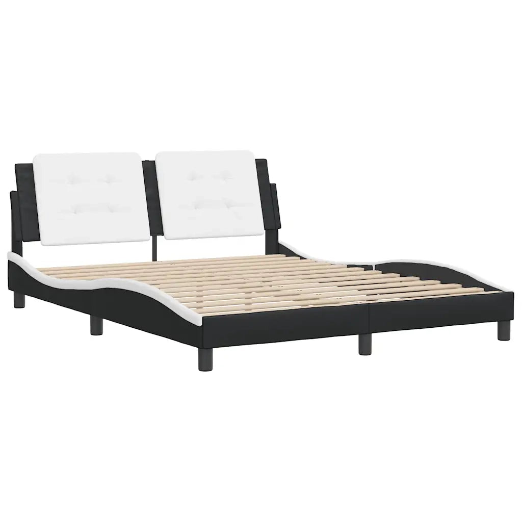 Giroletto senza Materasso Zadar Nero e Bianco 160x200 cm in Similpelle 3208196