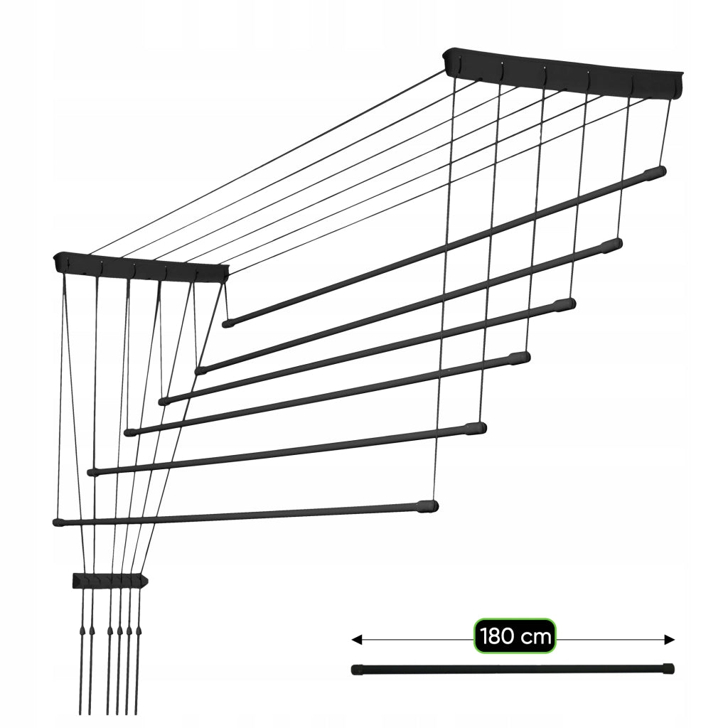 Stendibiancheria da bagno a soffitto KADAX, 6 barre, 180 cm, resistente.