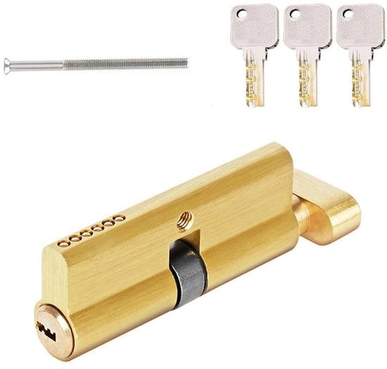 ONF3 - Chiave in Scatola - Ottone - Sicuro e affidabile - 35/35 - 3 Chiavi - Cilindro di Blocco - Adatto per case - Colore ottone