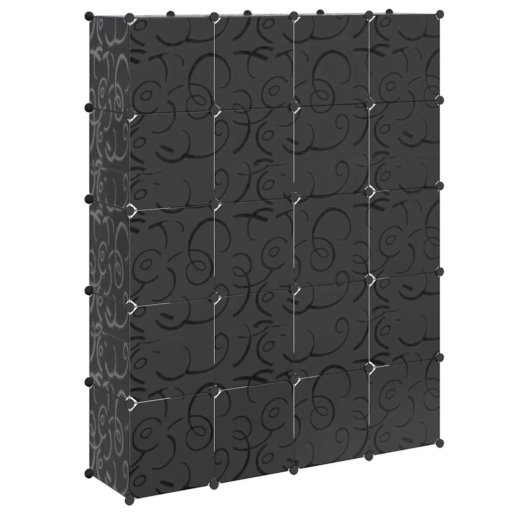 Armadietto Modulare 14 Scomparti Nero e Bianco 37x146x180,5 cm 240499