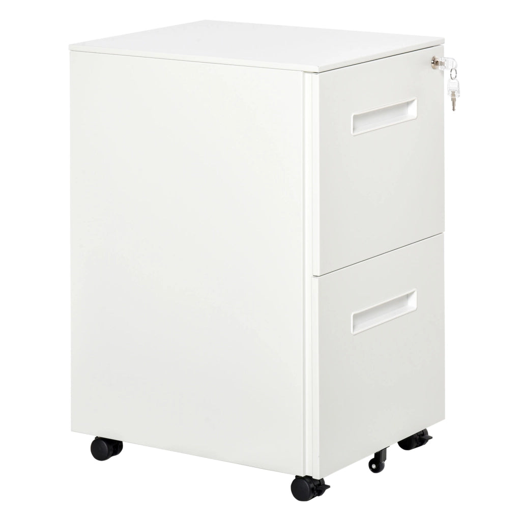 Cassettiera Scrivania con Ruote ¨C zephmum ¨C 39x48x67cm Bianco Acciaio