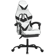 Sedia da Gaming | Sedia da e-sports Girevole Poggiapiedi Bianco e Nero Similpelle