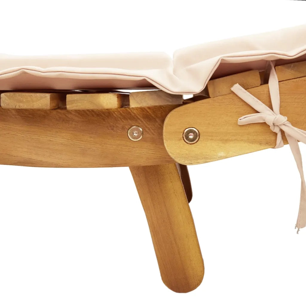 Lettino Prendisole | Sdraio da giardino | Lettino da sole con Cuscino Beige in Legno Massello di Pino