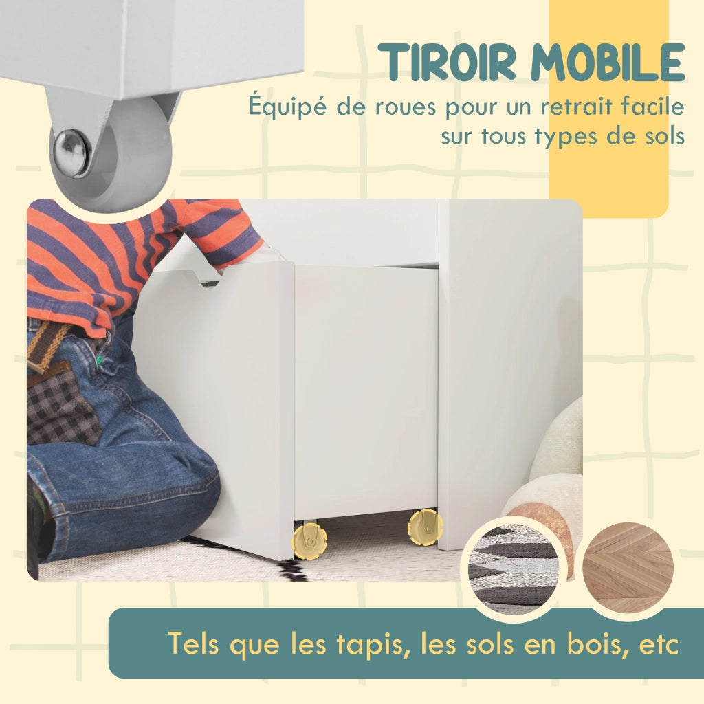 Libreria bambini legno bianco con cassetti e ripiani ¨C Xylo ¨C 62,5x30x70 cm