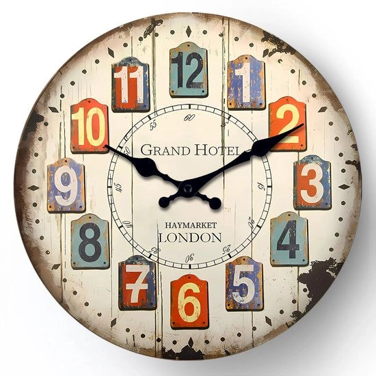 Orologio da parete senza cornice 12 pollici - Orologio da parete in quarzo Silenzioso, orologio digitale arabo rurale per decorazione cucina, camera da letto e soggiorno