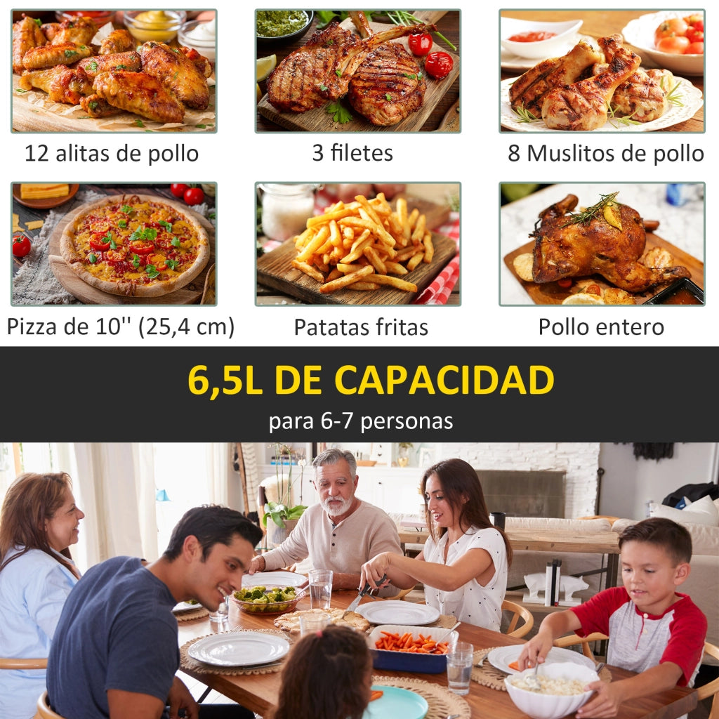 Friggitrice ad Aria 6,5L ¨C Xylo ¨C 1700W, 8 Programmi, Display LED Touch, Antiaderente, Nero