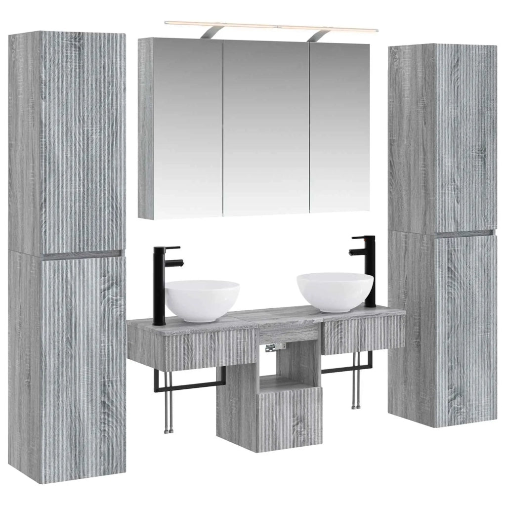 Set di mobili per il bagno 6 pcs Sonoma grigio 3407180