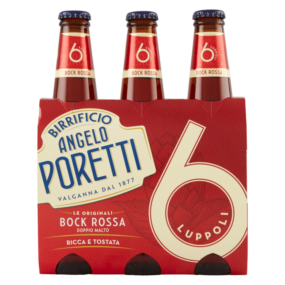 Birrificio angelo poretti birra 6 luppoli bock rossa 12 bottiglie da 33 cl