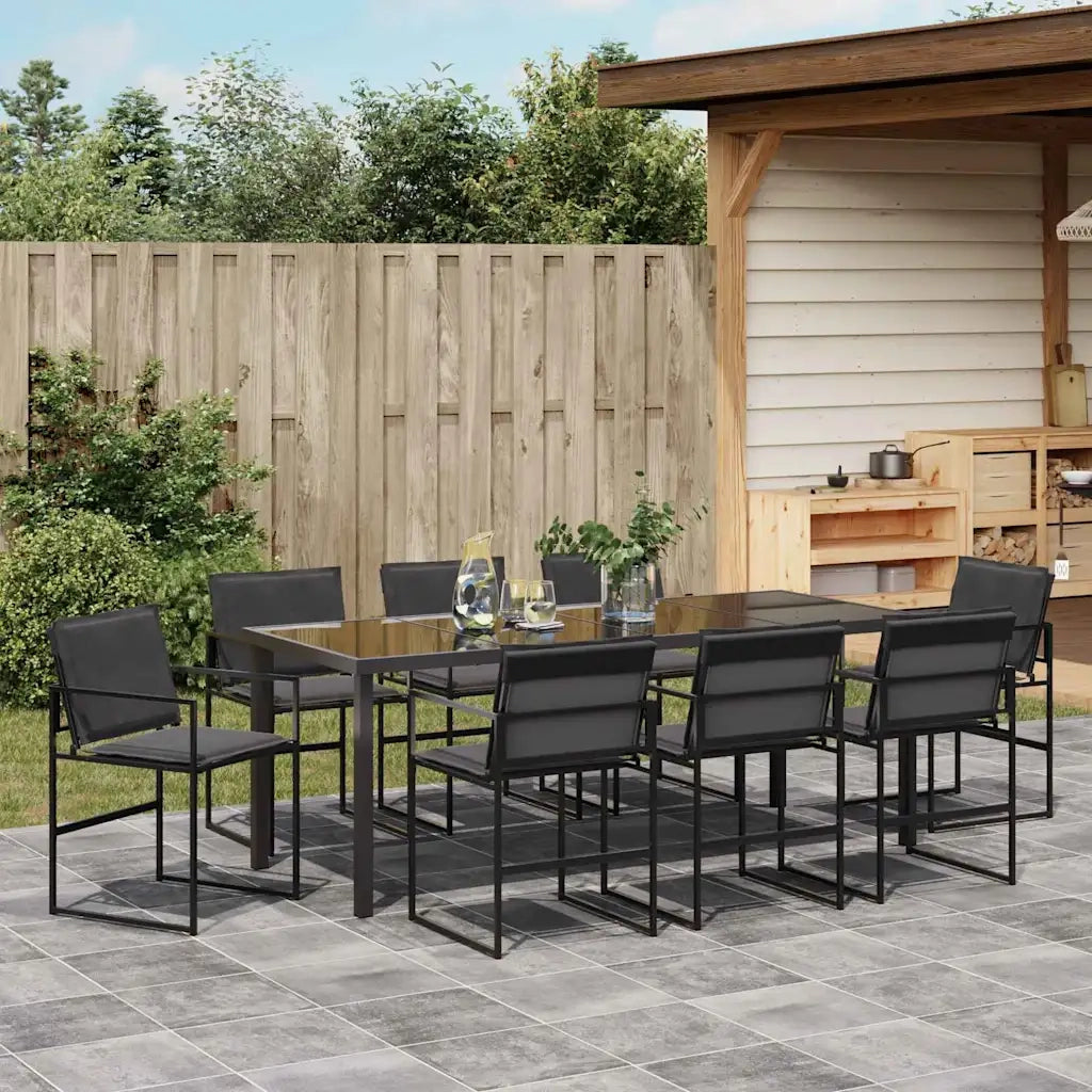 Set da Pranzo per Giardino 9 pcs Nero 3379335