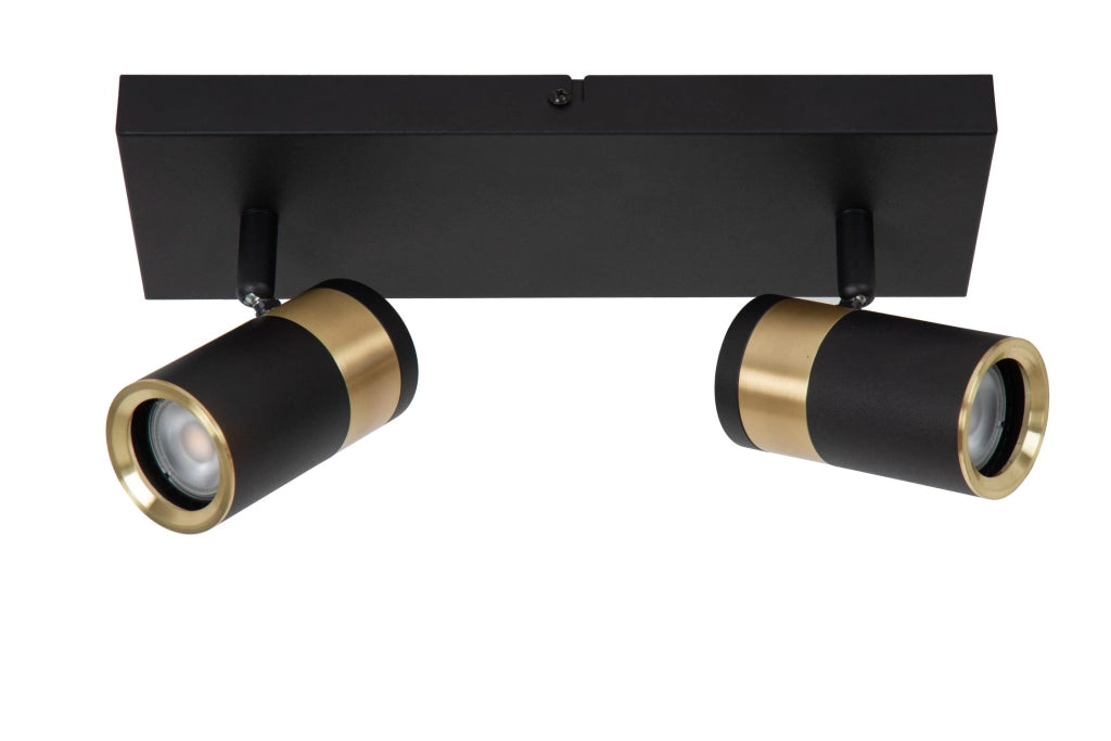 Faretto soffitto rettangolare 2xGU10 nero/oro GORIK Lucide