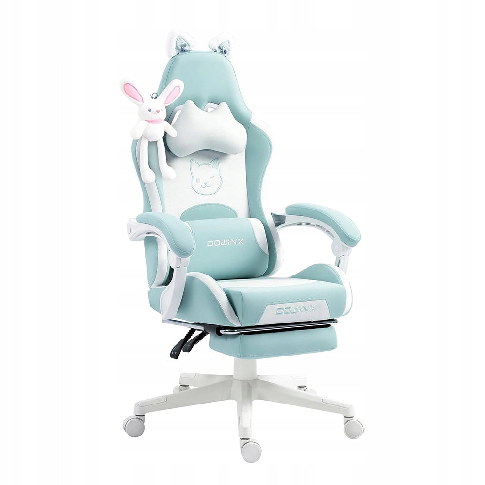 Sedia Gaming DOWINX Verde Menta a Tema Coniglio con Poggiapiedi; Schienale 145° e Portata 150 kg