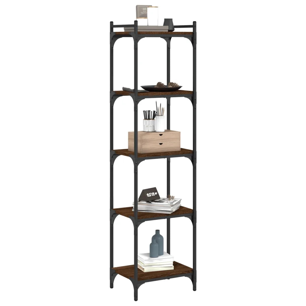 Libreria 5 Ripiani-Scaffale per Libri-Mobile di Stoccaggio Rovere Marrone 40x30x154cm Legno Multistrato