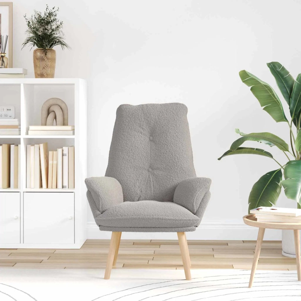 Poltrona | Sedia Relax Grigio chiaro 69 x 74 x 93 cm Tessuto Sherpa