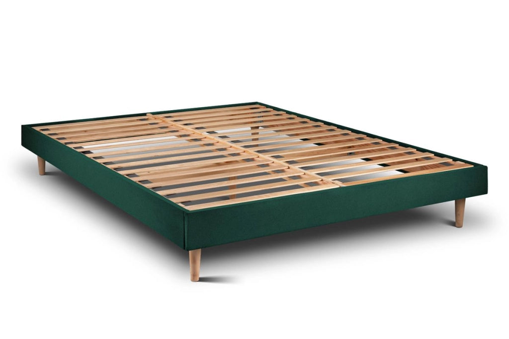 Letto 140x190 cm con testiera imbottita - Tessuto velluto