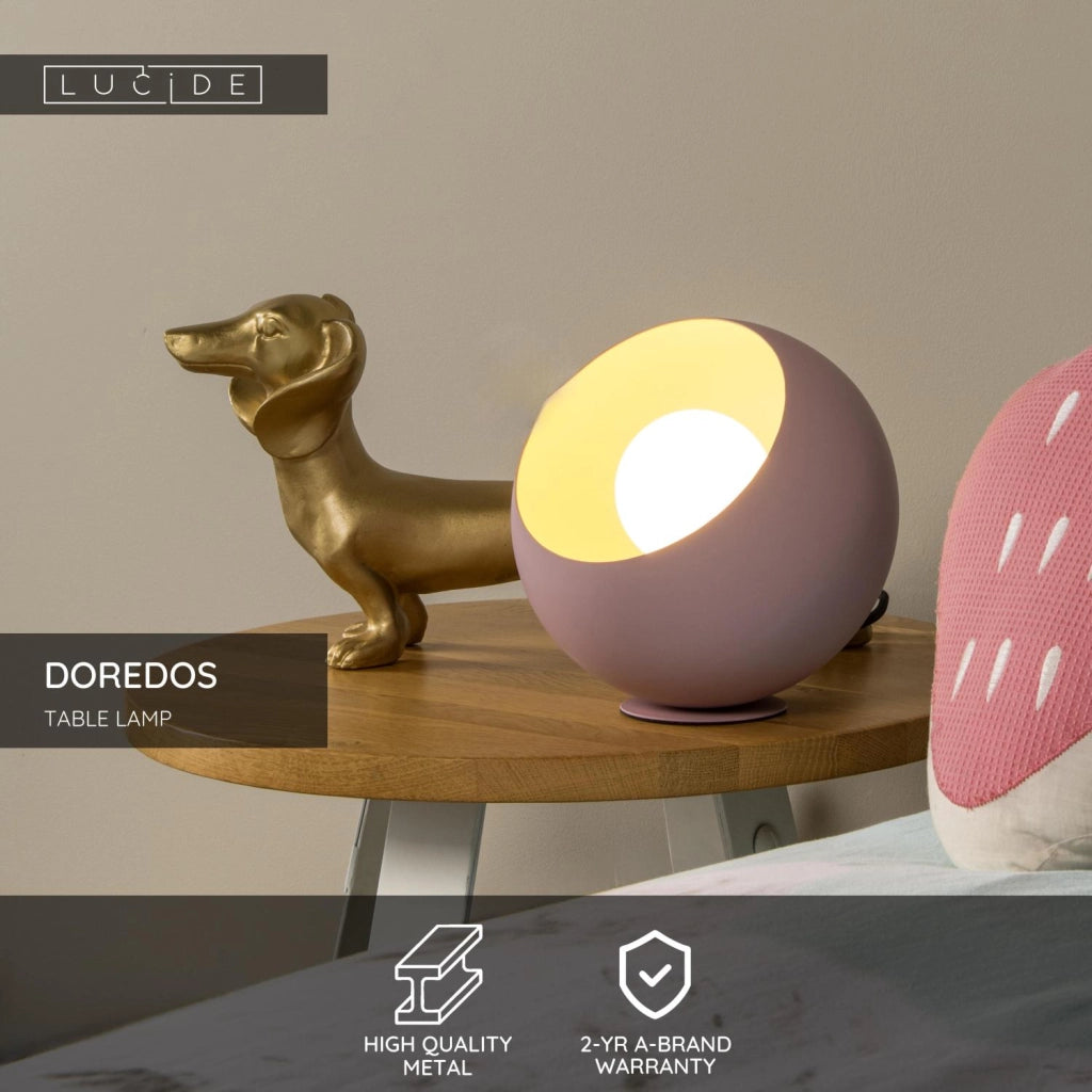 Lampada da tavolo DOREDOS rosa metallo E27 Lucide