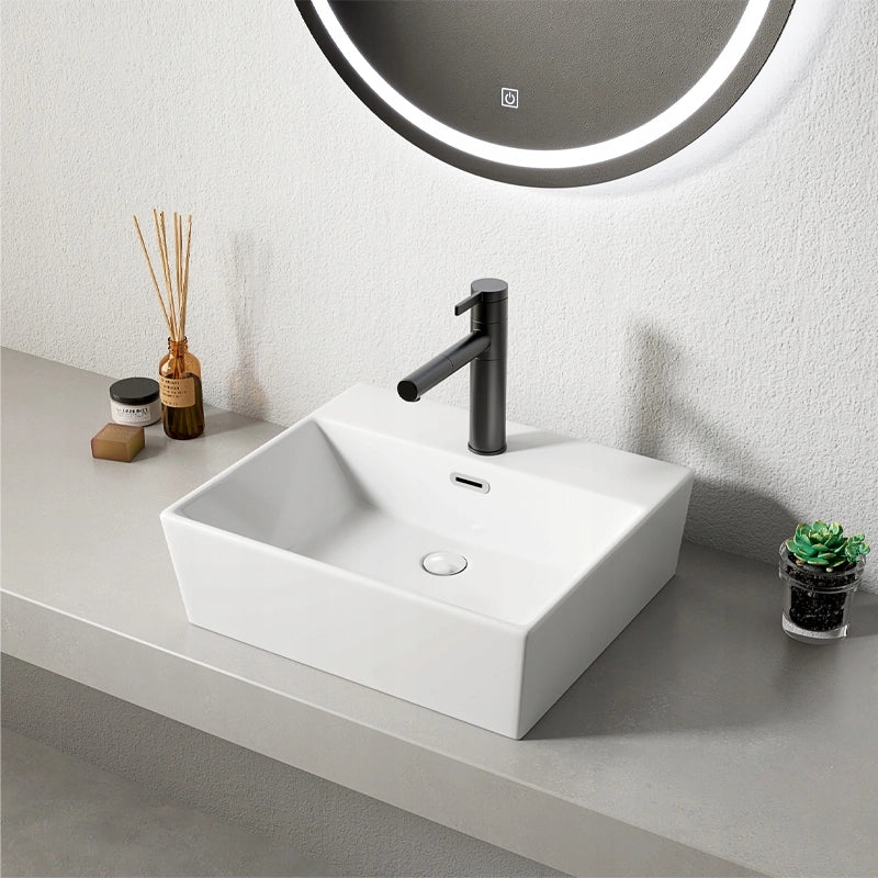LAVABO IN CERAMICA DA APPOGGIO BIANCO RETTANGOLARE GRANDE 41 x 36 CM