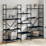 Libreria-Scaffale per Libri-Mobile di Stoccaggio Nera 160x28,5x136,5 cm in Legno Multistrato