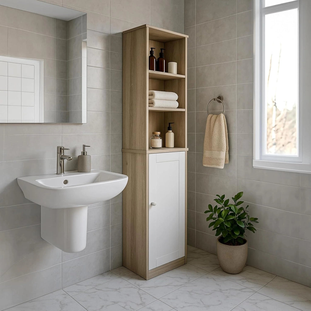 Casaria® Mobile Alto Bagno 6 Ripiani 170x34x26cm Armadio Salvaspazio Mobiletto Asciugamani Mobili a Colonna Arredo Bagno Mobiletti Salvaspazio