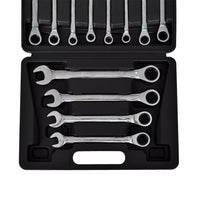 Valigetta set di 12 chiavi combinate a cricchetto garage officina attrezzi fai da te nere 3402056