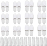 Slipper Pantofole Bianche con Tasca - Insettabile e Risciacquabile - Due Dimensioni (SL) - Bagno Ospiti Viaggi Casa Matrimonio Hotel - 12 Paia