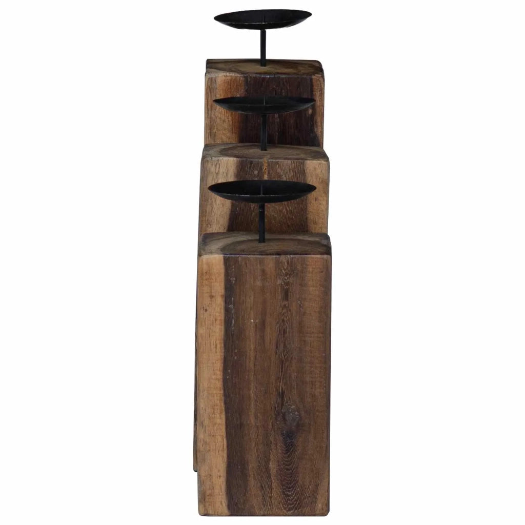 Candelabro 3 pcs Naturale Legno massello di recupero