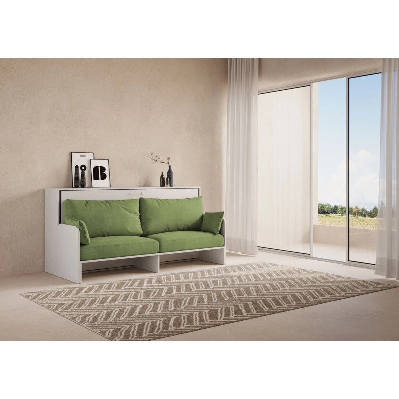 Letto singolo a scomparsa Kando con divano , verde - Bianco Frassino