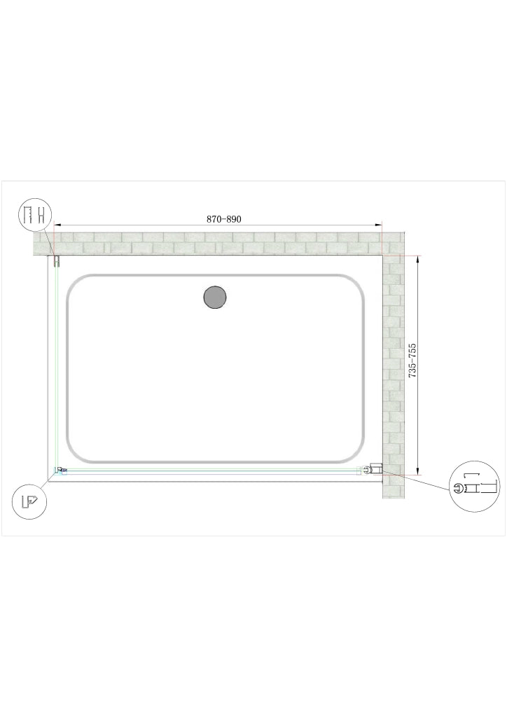 Box Doccia Battente e Parete Fissa Laterale Vetro Temperato 8 mm Easy-clean Reversibile PORTA 87-89 + FISSA 73,5-75,5