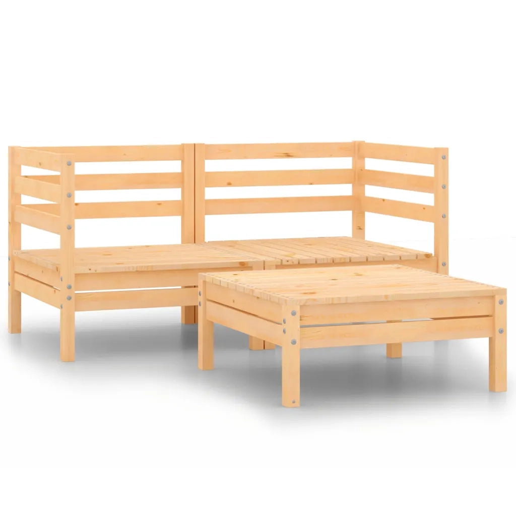 Set Divani da Giardino 3 pz in Legno Massello di Pino cod mxl 52694