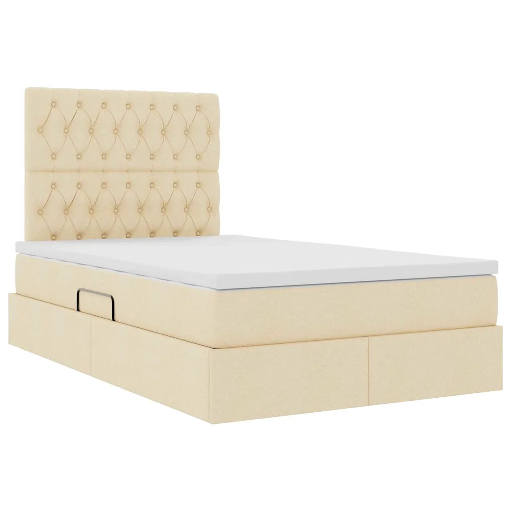 Letto con contenitore e LED Crema 120 x 200 cm Poliestere