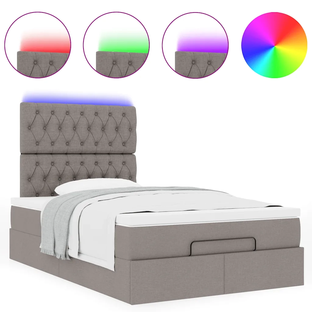 Struttura Letto Pouf con Materasso Tortora 120x190 cm Tessuto 3314076