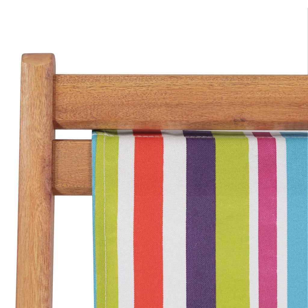 Sdraio da Spiaggia Pieghevole Telaio Legno Tessuto Multicolore CFW4624848