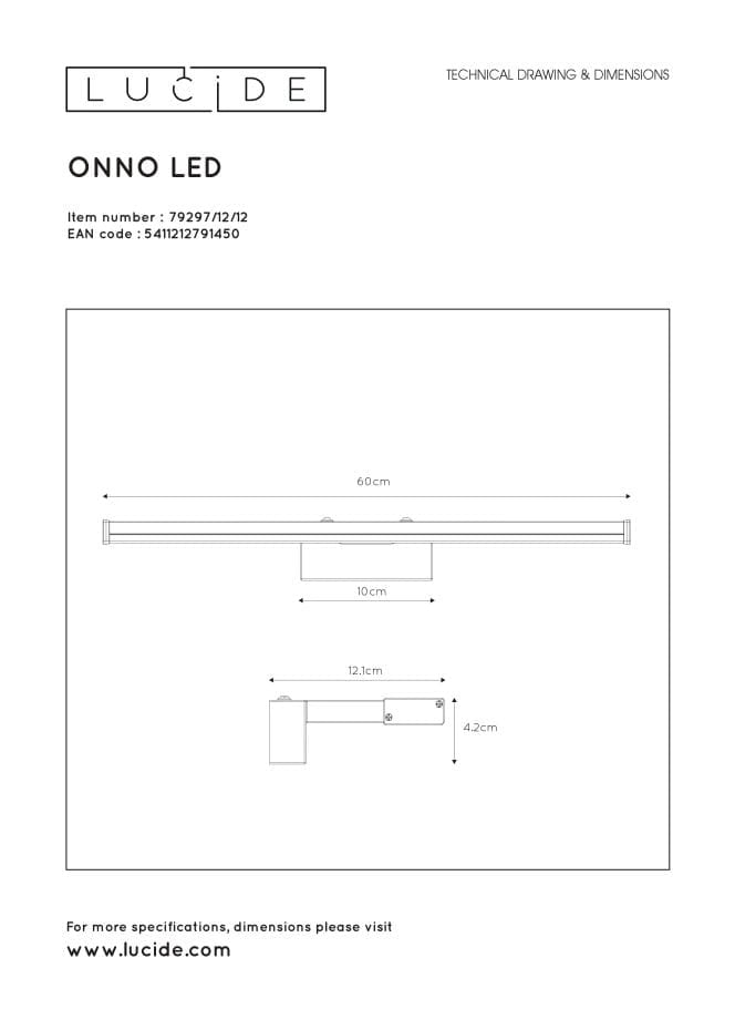 Applique bagno Lucide Onno LED 12W 3000K IP44 cromo
