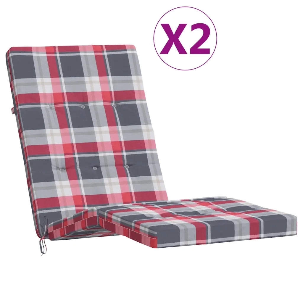 Cuscini Sedia Sdraio 2 pz Motivo Quadri Rosso in Tessuto Oxfordcod mxl 70429