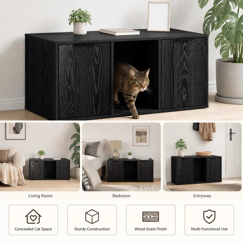Mobile Per Gatti Rovere Nero 100 X 49 X 45 Cm