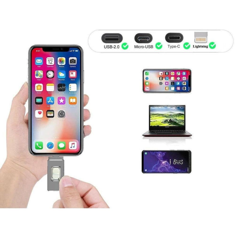 Trade Shop - Chiavetta Pen Drive Flashdrive Da 128gb 4 In 1 Usb Per Iphone Ios Android Type C -