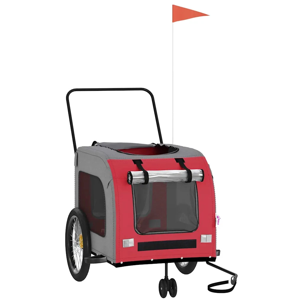 Rimorchio da Bici per Animali Rosso e Grigio Oxford e Ferro CFW5669701