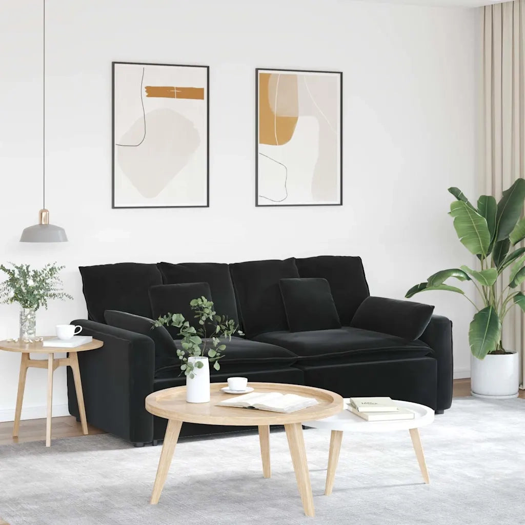 Divano Modulare con Cuscini Nero CFW6725477
