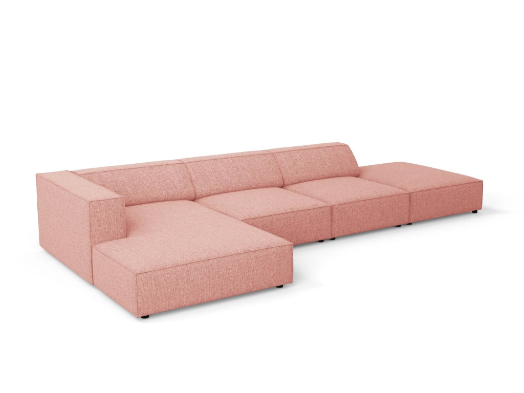 Cosmopolitan Design - Divano angolare sinistro "Arendal" 5 posti in ciniglia rosa 