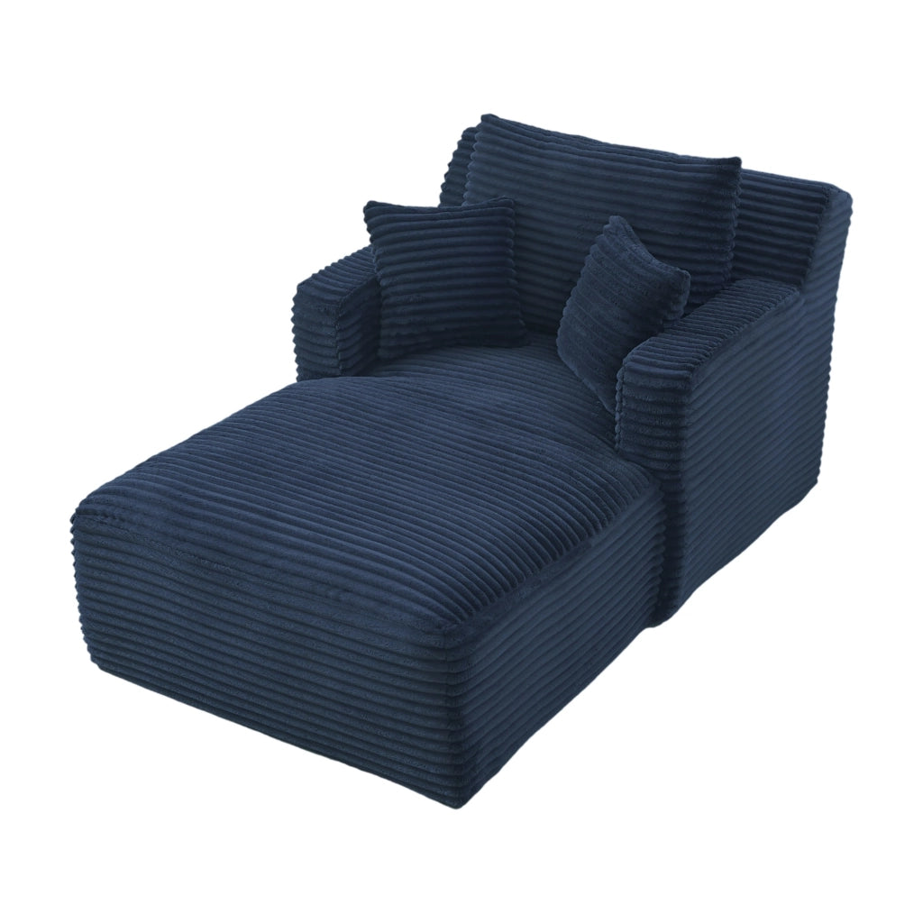 Chaise longue relax convertibile - funzione letto e design salvaspazio - in corduroy - blu