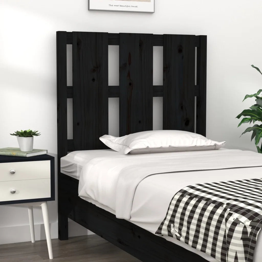 Testiera | Testata per Letto Nera 80,5x4x100 cm in Legno Massello di Pino
