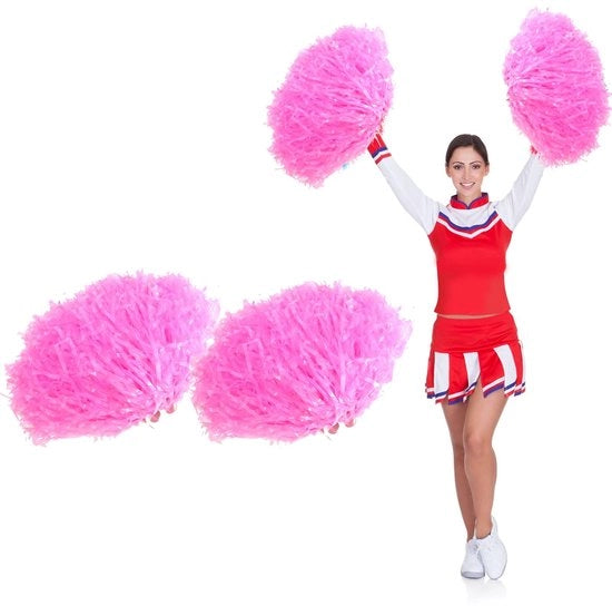 Pom-pom per cheerleading - Sfera metallica - Anello in plastica - Accessori per danze di gruppo - Colore rosa - Pompoms
