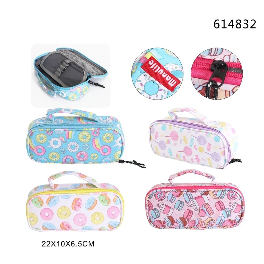 Trade Shop - Astuccio Borsa Tote Multifunzione Con Zip Tema Ciambelle Dolci Colorati 22x10x6,5cm 614832 -