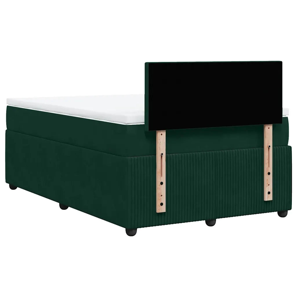 vidaXL Giroletto a Molle con Materasso Verde Scuro 120x190 cm Velluto