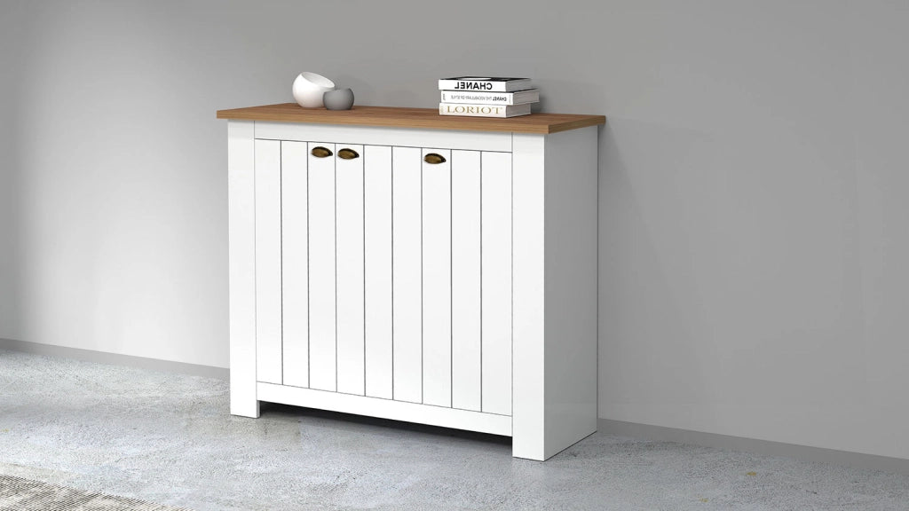 Scarpiera 3 Ante 114x42x100 cm Figo 3A Bianco Opaco/Rovere Wotan