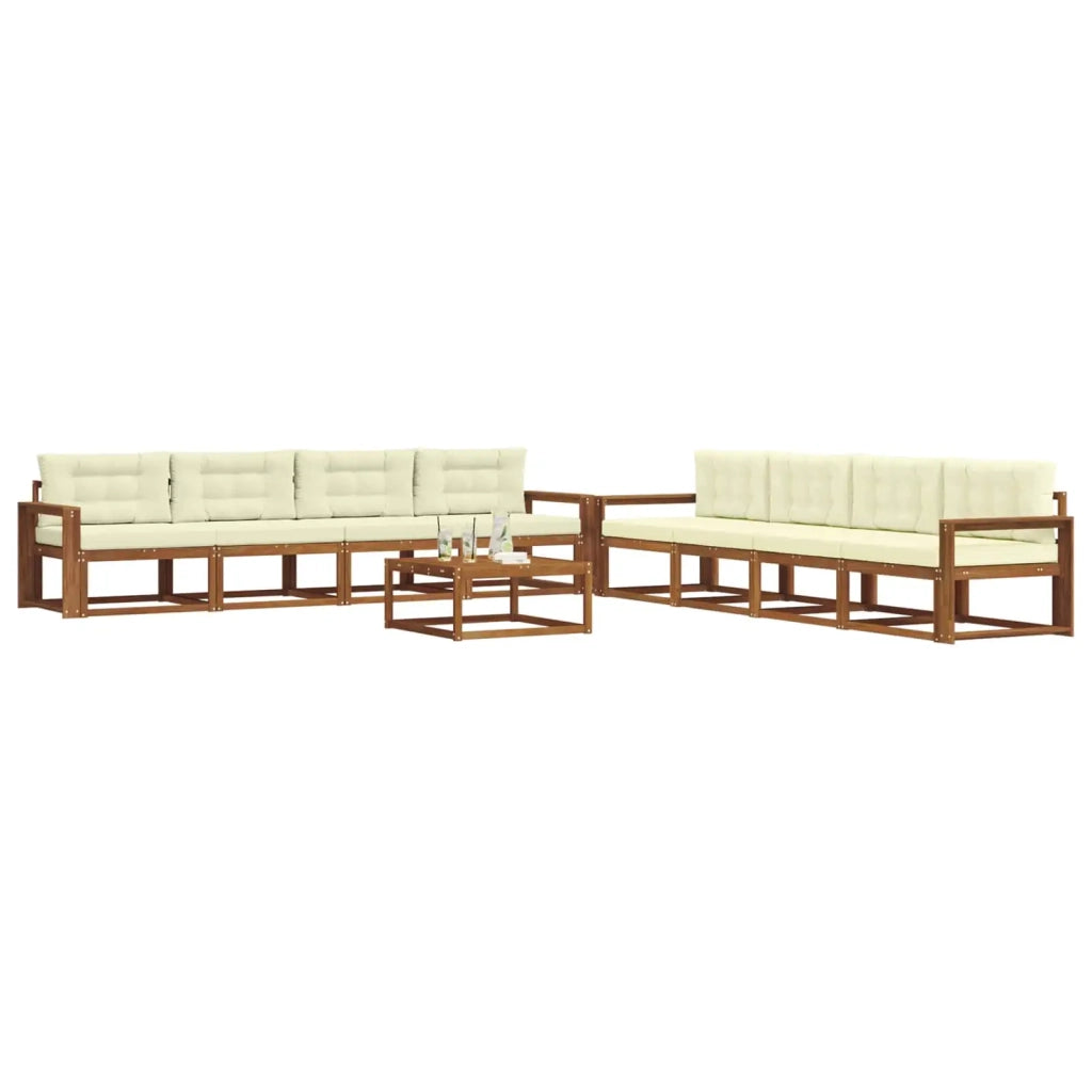 Set di divani da esterno con cuscino 9 pcs Naturale e Crema 3367373