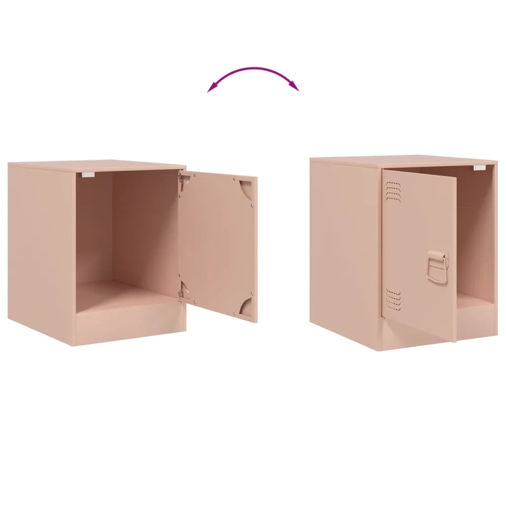 Set di 2 Comodini | Armadio da Notte | Mobiletto da notte Rosa 34,5x39x44 cm in Acciaio
