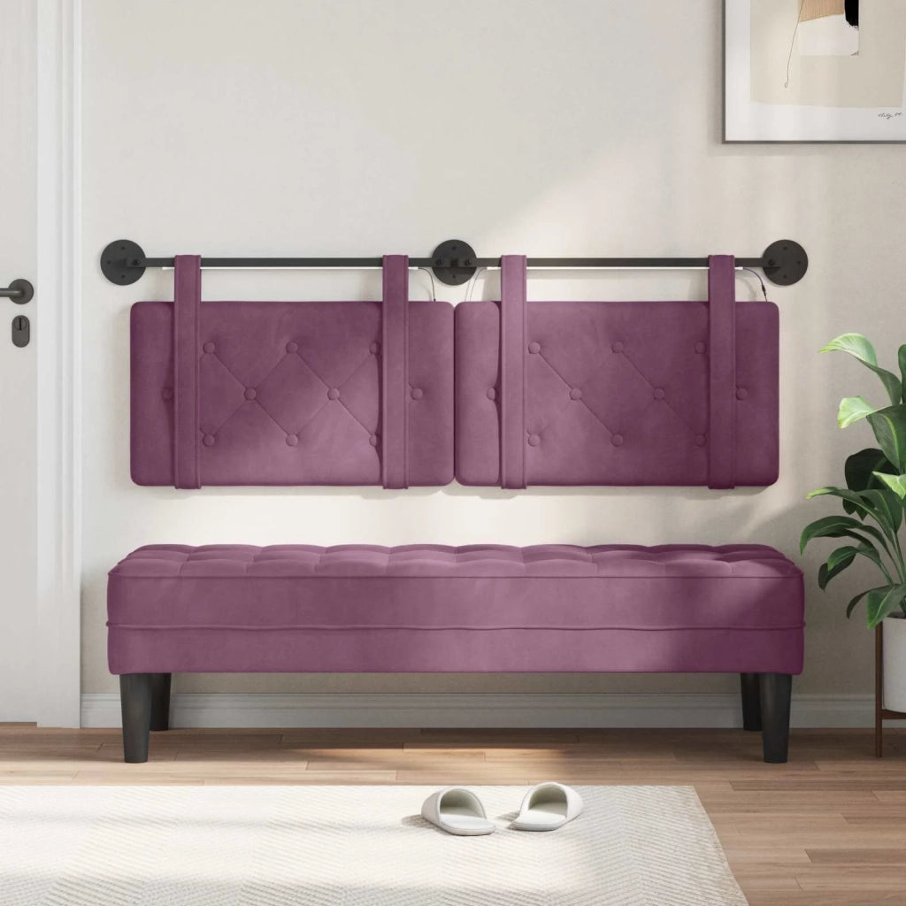 Testiera | Testata sospesa Con luce LED Viola Velluto